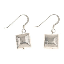  Brushed Silver Square Earrings