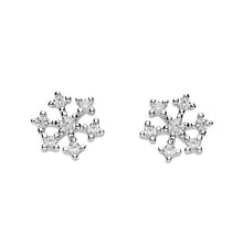  Sterling Silver Earring Small cubic zirconia snowflake stud