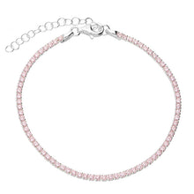  Sterling Silver CZ Tennis Bracelet - Pale Pink