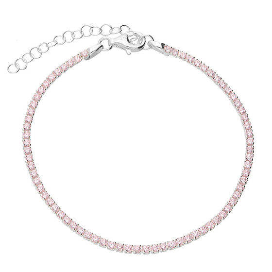Sterling Silver CZ Tennis Bracelet - Pale Pink