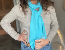 100% Pure Cashmere Long Scarf - Turquoise