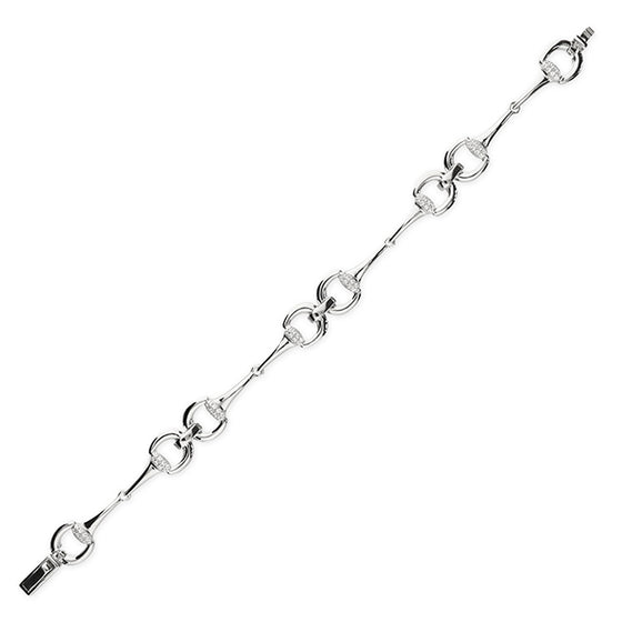 Sterling Silver Snaffle Bracelet with Crystal Stones