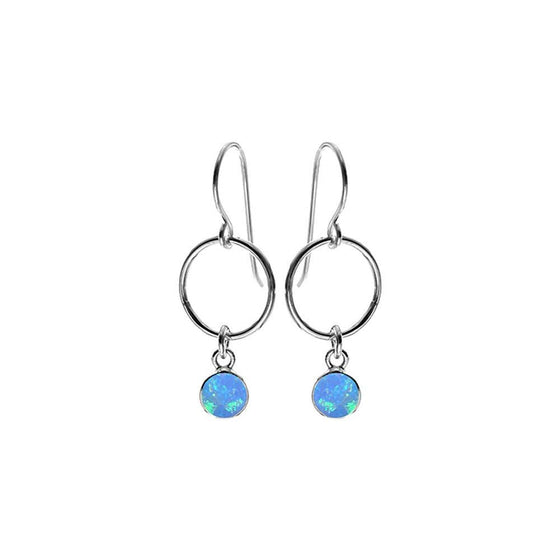 Angelica Loop & Drop Blue Opal Earrings