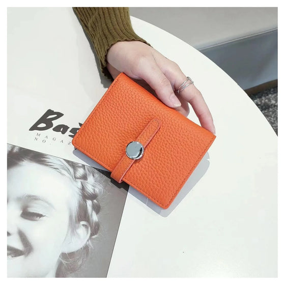 Geniune Leather Classic Purse - ORANGE