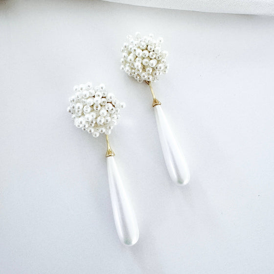 Etta Cluster Pearls and Long Elegant Pearl Earrings