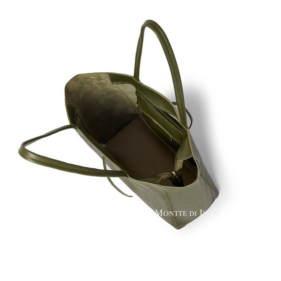 Italian Handmade Genuine Leather Oversized Tote Bag - BURGUNDY