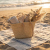 French Market Basket Straw Tote - Double Leather Handles