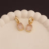 Rose Quartz Gemstone Gold Plated Dangle Hoop Earrings