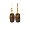 Labradorite Dangle Earring Raw Gold Plated Hook Earrings