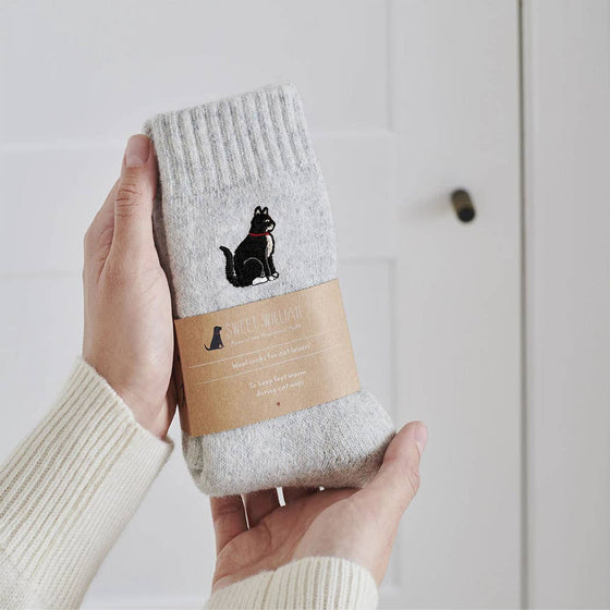 Black and White Cat Wool Socks