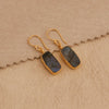 Labradorite Dangle Earring Raw Gold Plated Hook Earrings