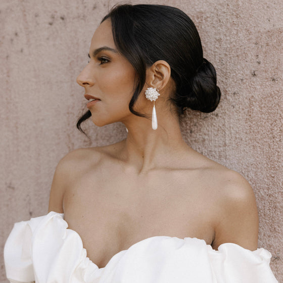 Etta Cluster Pearls and Long Elegant Pearl Earrings