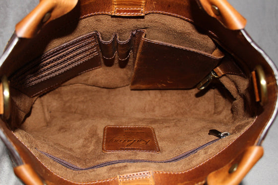 Handmade Womens Leather Handbag Shoulder Bag Small Tote & Wallet
