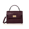 Italian Genuine Leather Coco Croc-Embossed Crossbody Bag - Dark Chocolate