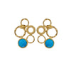 Turquoise Circle Stud Textured Geometric Design Earrings