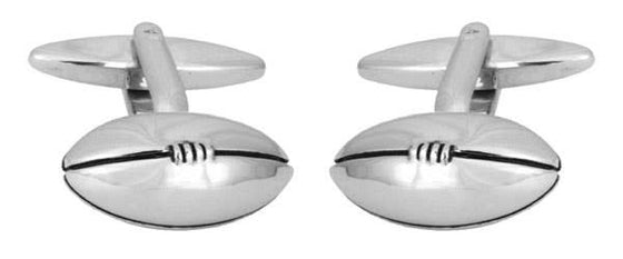 Rugby Ball Rhodium Plated Cufflinks