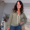 The Contrast Trim Cotton Mix Cardigan - SAGE