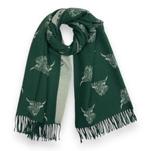  Highland Cow Cashmere Blend Scarf/Wrap - GREEN