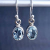 Small Oval Blue Topaz 925 Silver Dangle Earrings