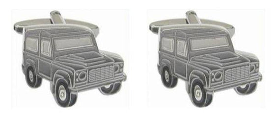 Grey Land Vehicle Rhodium Plated Cufflinks