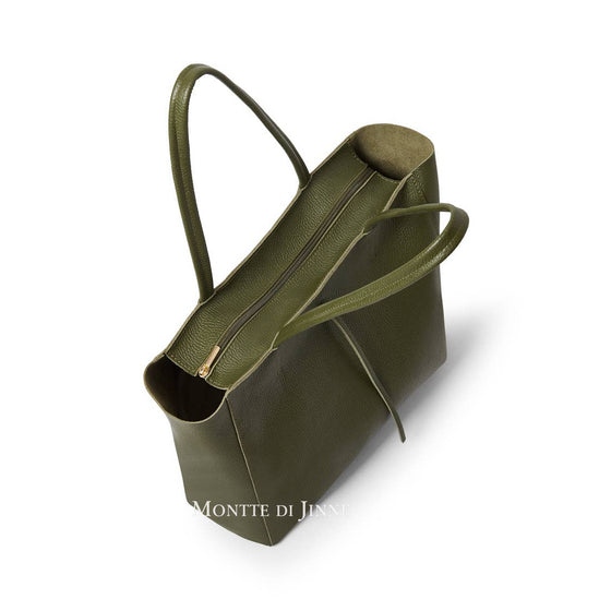 Italian Handmade Genuine Leather Oversized Tote Bag - BURGUNDY