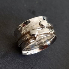  Wide Silver Hearts Sterling Silver Spinner Ring, SP05S