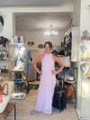 Silk & Viscose Halter Neck Dress - FRENCH PINK