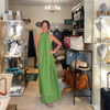 Silk & Viscose Halter Neck Dress - VERDANT GREEN