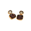 Raw Garnet Aquamarine Dual Birthstone Statement Stud Earring