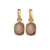 Rose Quartz Gemstone Gold Plated Dangle Hoop Earrings