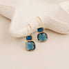 London Blue Topaz With Iolite Stone Gold Plated Earring