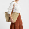 French Market Basket - Woven Straw & Leather Beach Tote