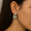 Raw Garnet Aquamarine Dual Birthstone Statement Stud Earring