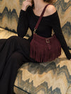 Italian Premium Suede Fringe Shoulder Crossbody Bag