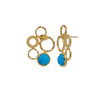 Turquoise Circle Stud Textured Geometric Design Earrings