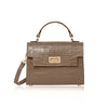 Italian Genuine Leather Coco Croc-Embossed Crossbody Bag - Dark Chocolate