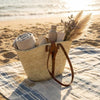 French Market Basket - Woven Straw & Leather Beach Tote