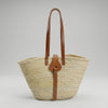 French Market Basket - Woven Straw & Leather Beach Tote