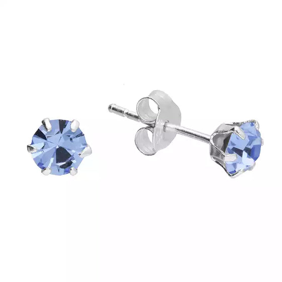 Austrian Crystal & Silver Stud Earring- Sapphire