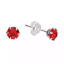  Austrian Crystal & Silver Stud Earring- Red