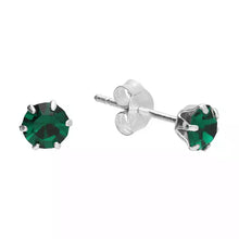  Austrian Crystal & Silver Stud Earring- Emerald