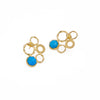 Turquoise Circle Stud Textured Geometric Design Earrings