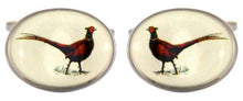  Pheasant Oval Rhodium Plated Cufflinks