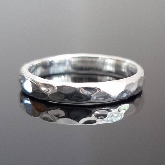 Unisex Narrow Silver Band Ring | Dimpled Sterling Silver