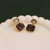 Raw Garnet Aquamarine Dual Birthstone Statement Stud Earring