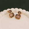 Raw Rose Quartz Double Stone Birthstone Gold Plated Studs