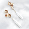 Gold Folded Flower & Long Elegant Pearl Earrings