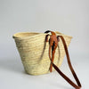 French Market Basket - Woven Straw & Leather Beach Tote
