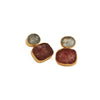 Aquamarine & Strawberry Quartz Dual Stone Handmade Studs