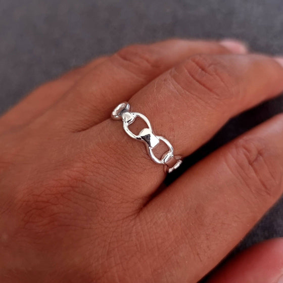 Horse Bit Snaffle Equestrian Sterling Silver Ring